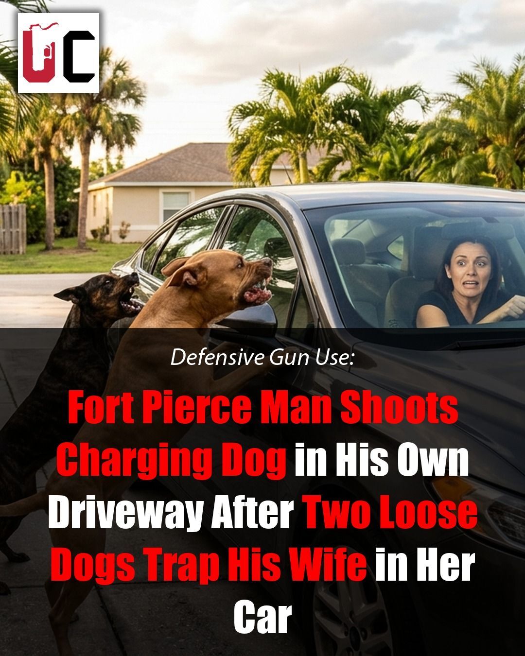 Fort Pierce Man Shoots Charging Dog in His Own Driveway After Two Loose Dogs Trap His Wife in Her Car
