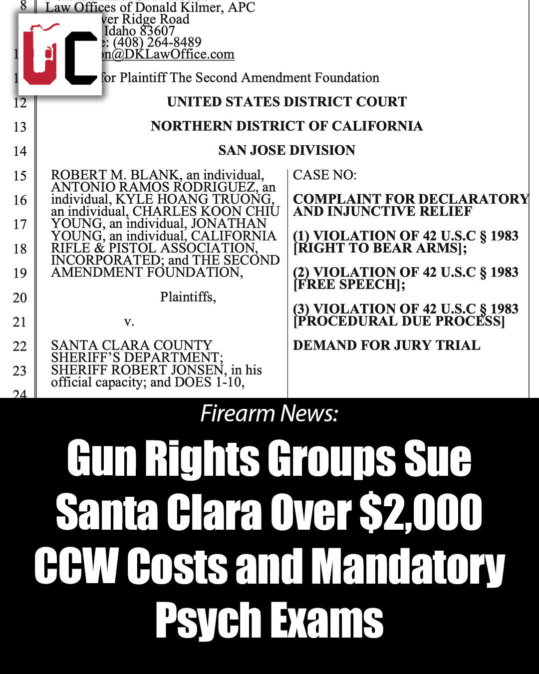 Gun Rights Groups Sue Santa Clara Over $2,000 CCW Costs and Mandatory Psych Exams