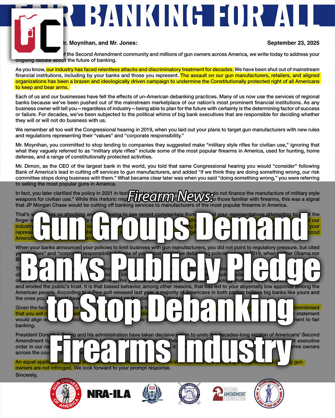 Gun Groups Demand Banks Publicly Pledge to Stop Debanking Firearms Industry
