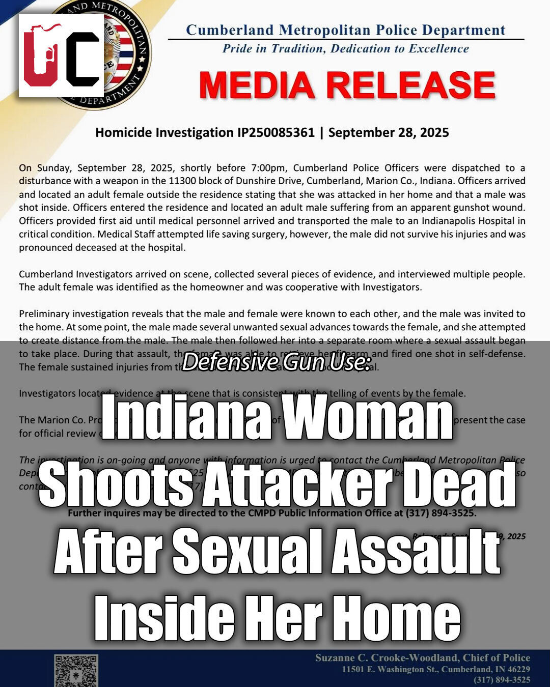 Indiana Woman Shoots Attacker Dead After Sexual Assault Inside Her Home