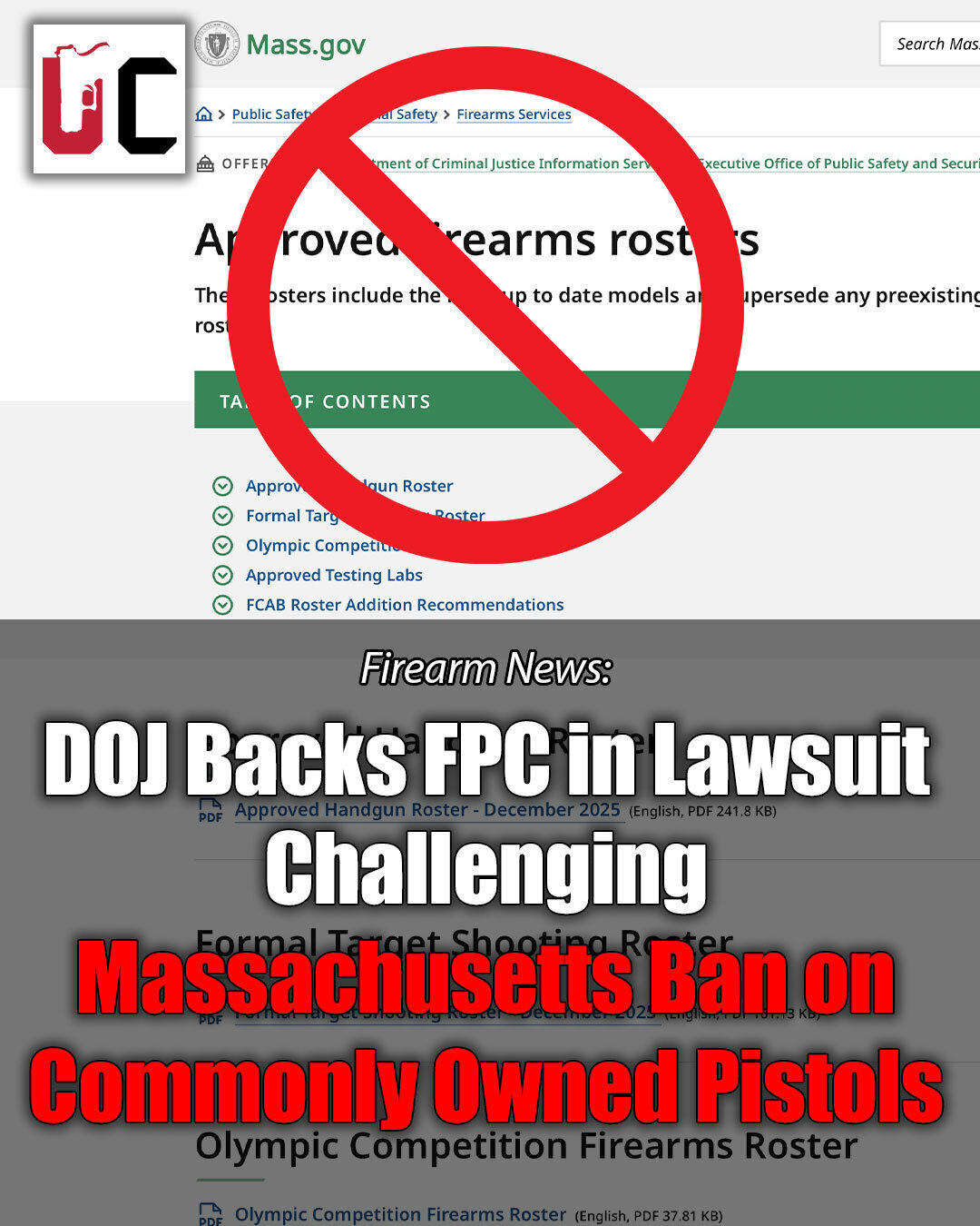 DOJ Backs FPC in Lawsuit Challenging Massachusetts Ban on Commonly Owned Pistols