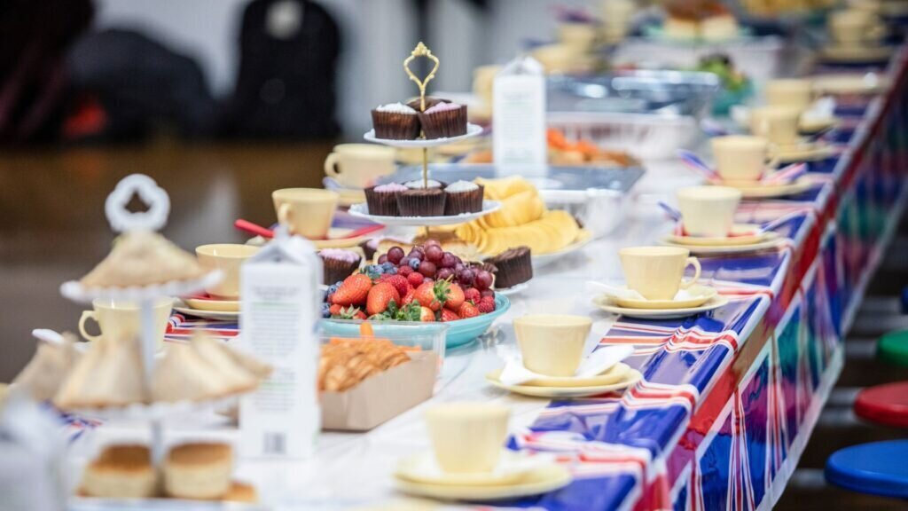Table laid for street party
