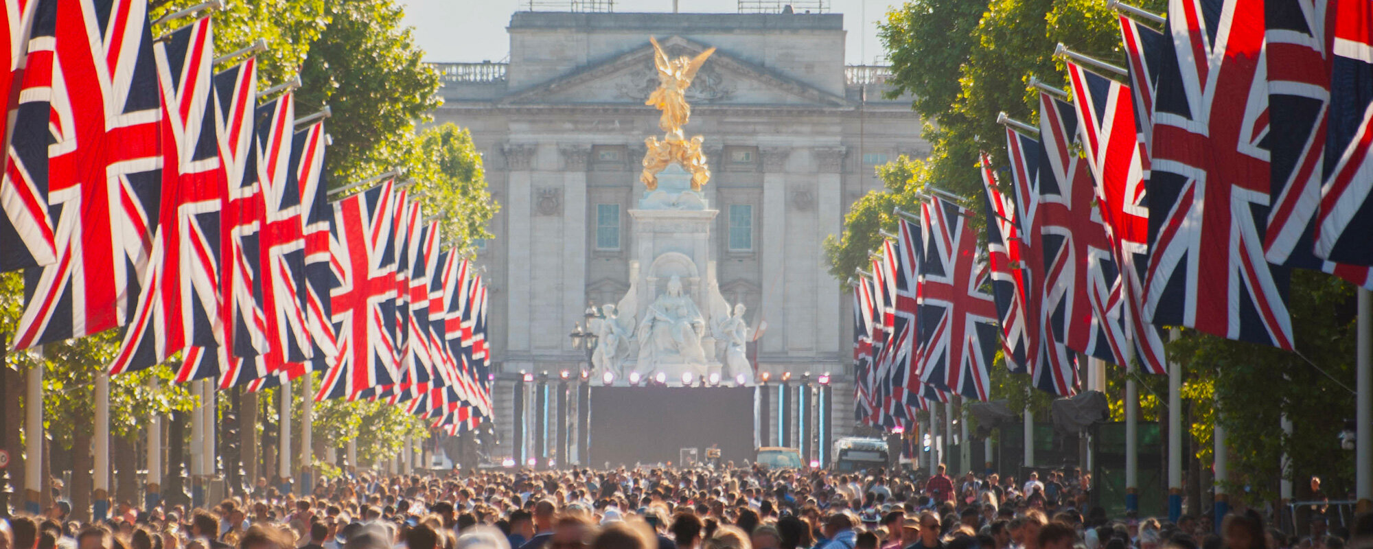 The Mall with flags