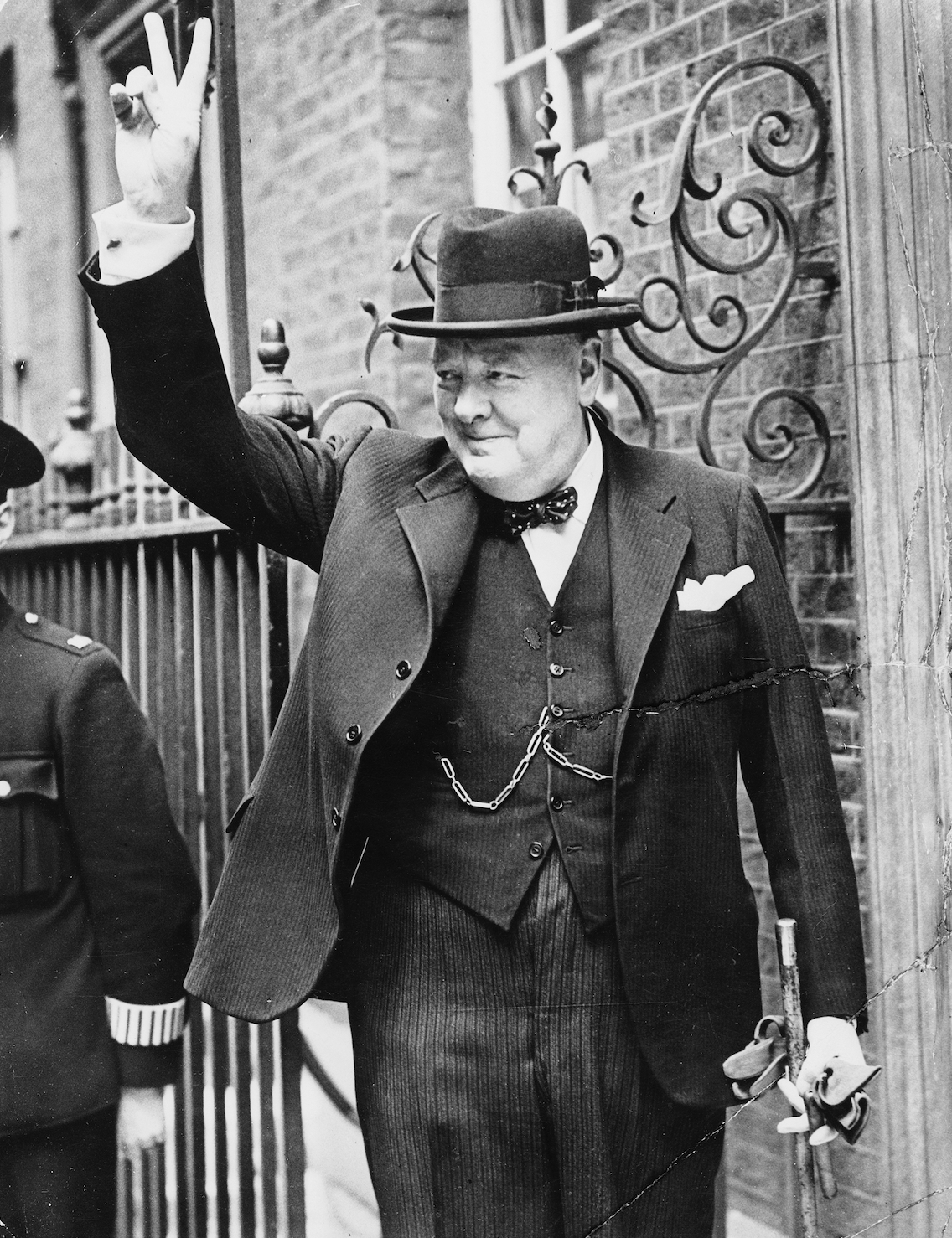 Churchill outside Downing Street