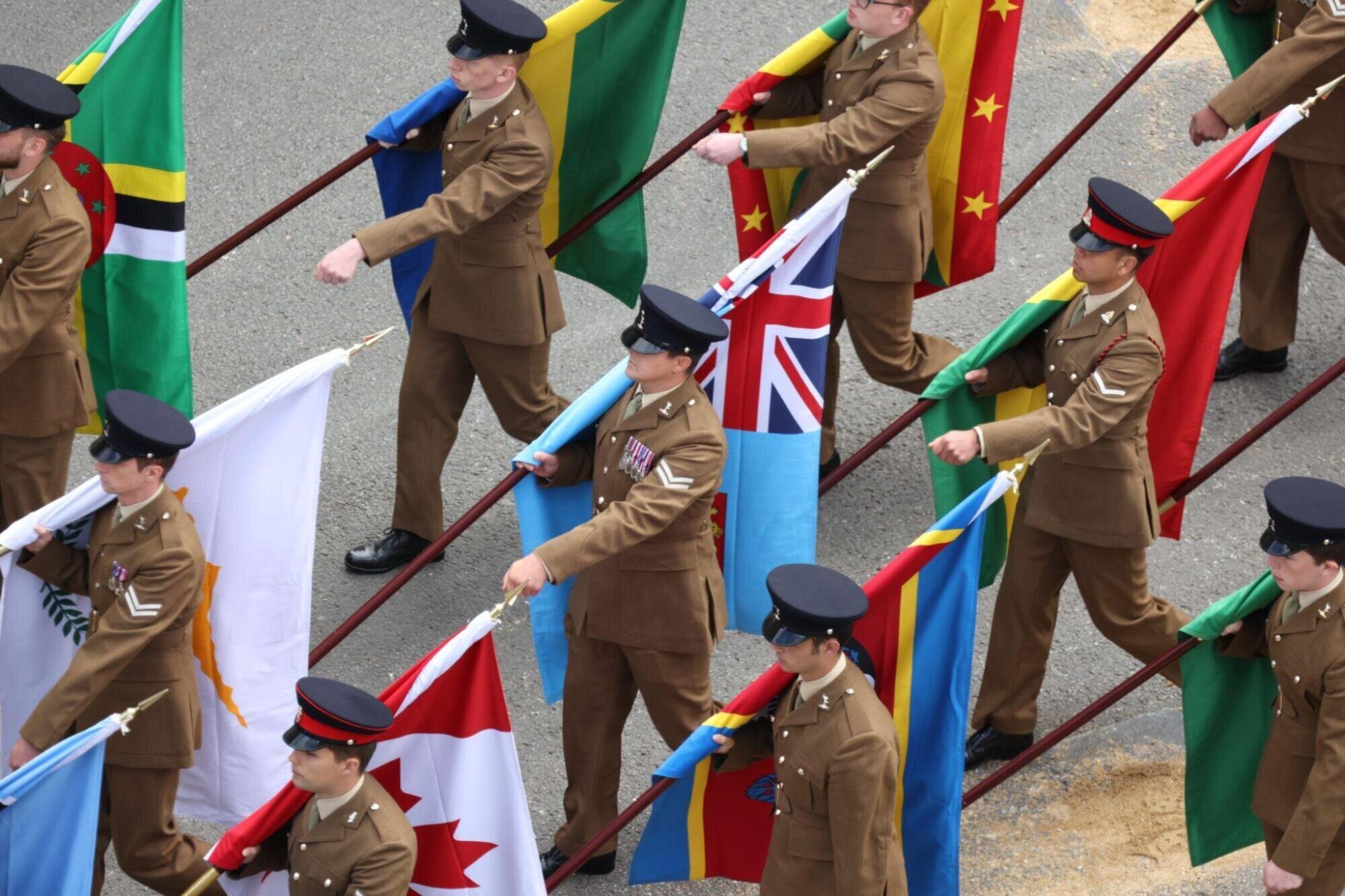 Military procession standard bearers