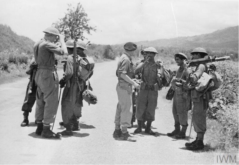 Two arms of the 14th Army, the British and Commonwealth's principal fighting force in the region, meet in Imphal, India, 1944.