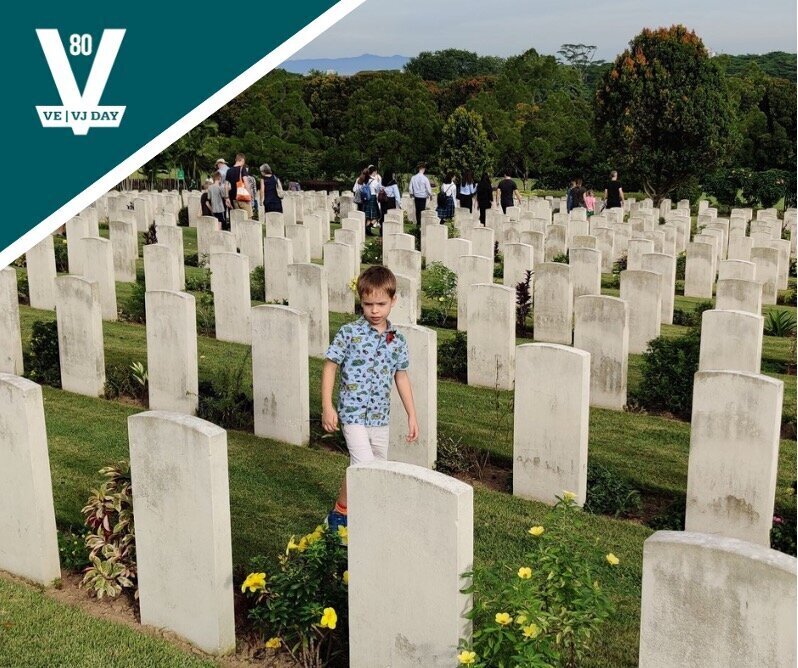 Boy with war graves
