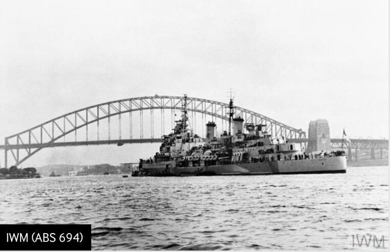HMS Belfast in Sydney, August 1945
