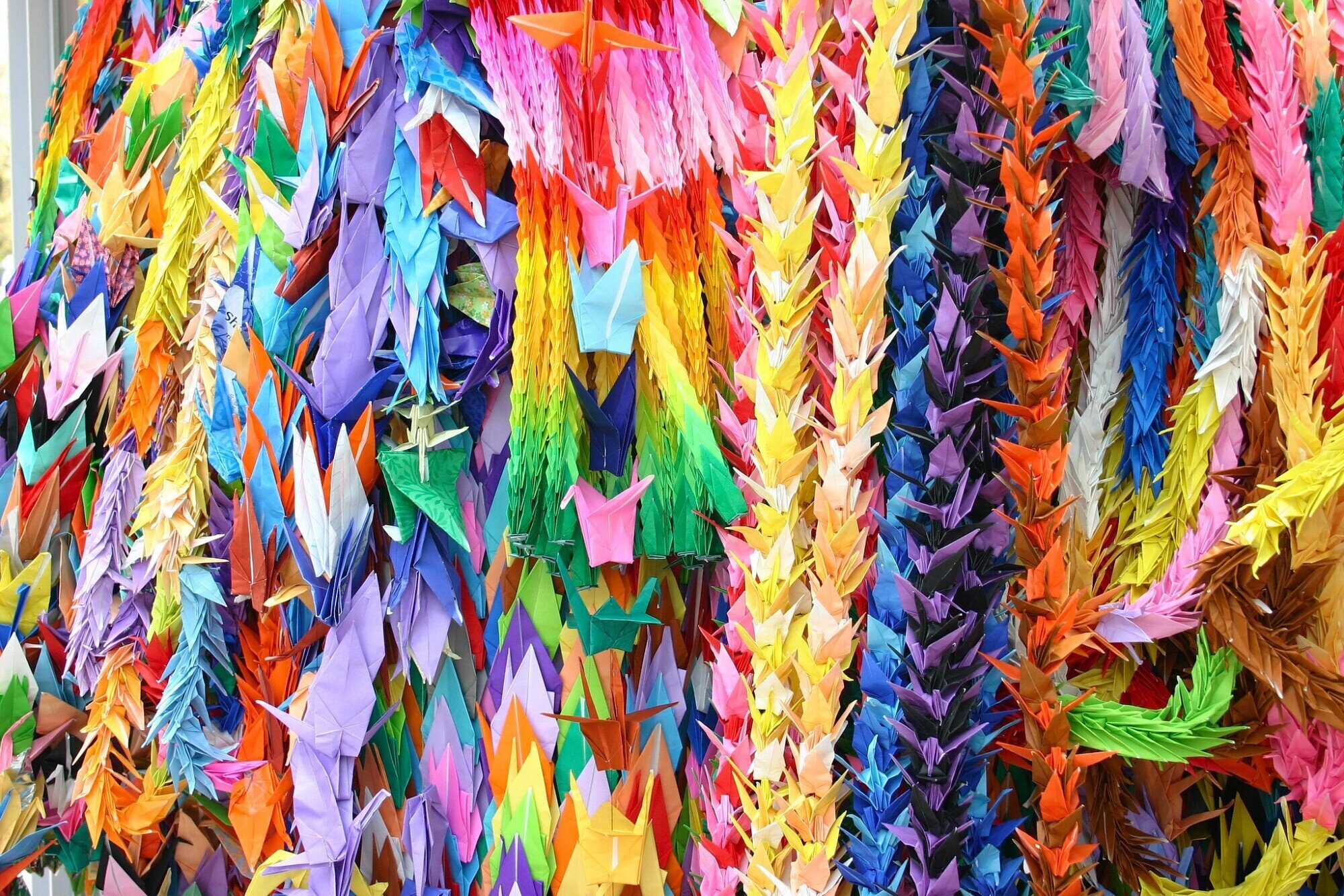 Colourful paper cranes, Hiroshima