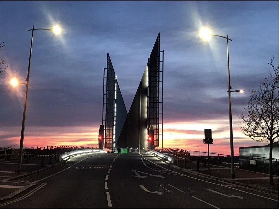 Poole Bridge illuminated