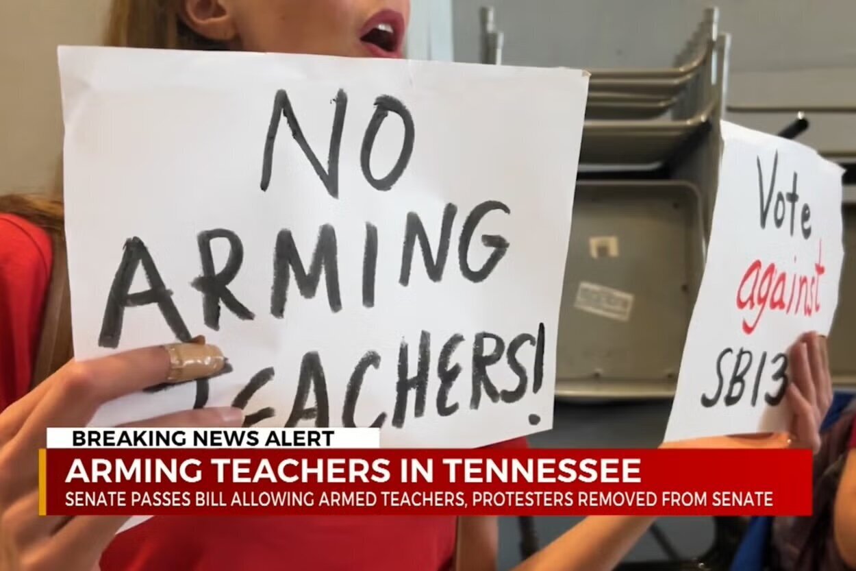 Angry protests as Tennessee Republicans pass law allowing teachers to carry concealed weapons