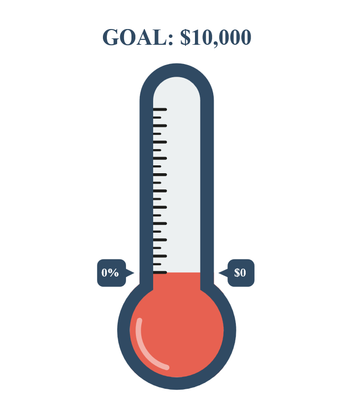 A thermometer, with the text "Goal: 10,000" written above it. It is depressingly empty, and you should do something to change that.